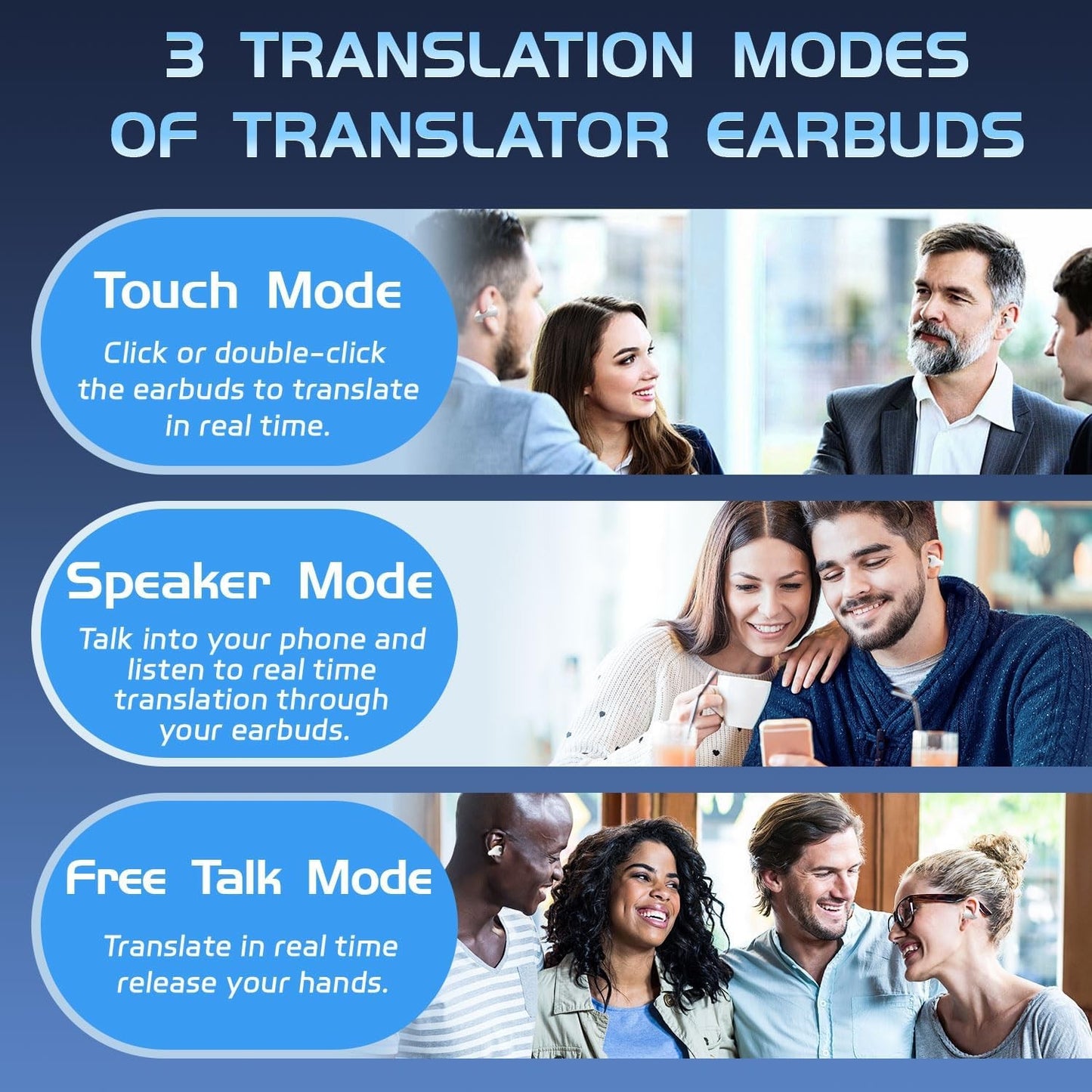 Audífonos Traductor De 144 Idiomas Inglés Español Auriculares Traducción De